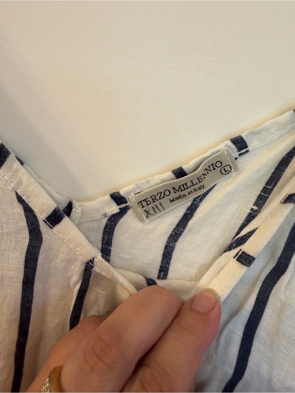Striped White & Navy Midi Slip Dress - Picture 3 of 5